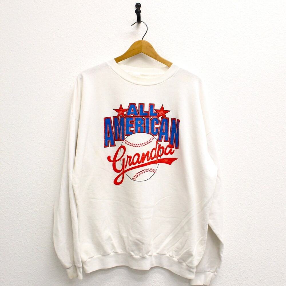 Vintage All American Baseball Grandpa Sweatshirt XL